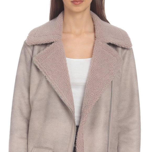 Avec Les Filles Jackets & Blazers - Avec  Les Filles Faux Shearling Biker Jacket M